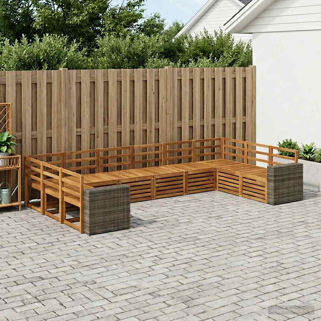 Buiten bankenset 10 pcs Naturel Massief Acaciahout is nu te koop bij PeponiXL, paradijselijk wonen!