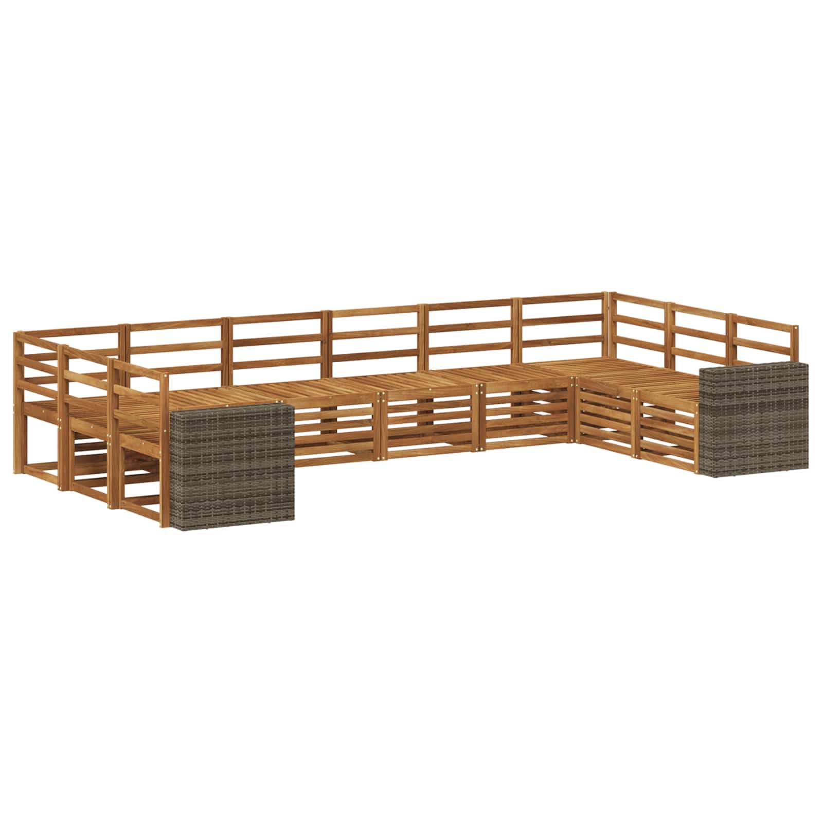 Buiten bankenset 10 pcs Naturel Massief Acaciahout is nu te koop bij PeponiXL, paradijselijk wonen!