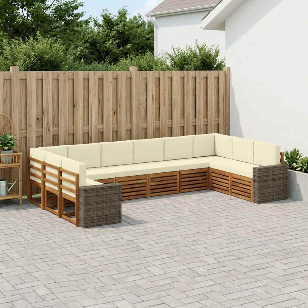 Buiten bankenset 10 pcs Natuurlijk en Crème Polyester is nu te koop bij PeponiXL, paradijselijk wonen!