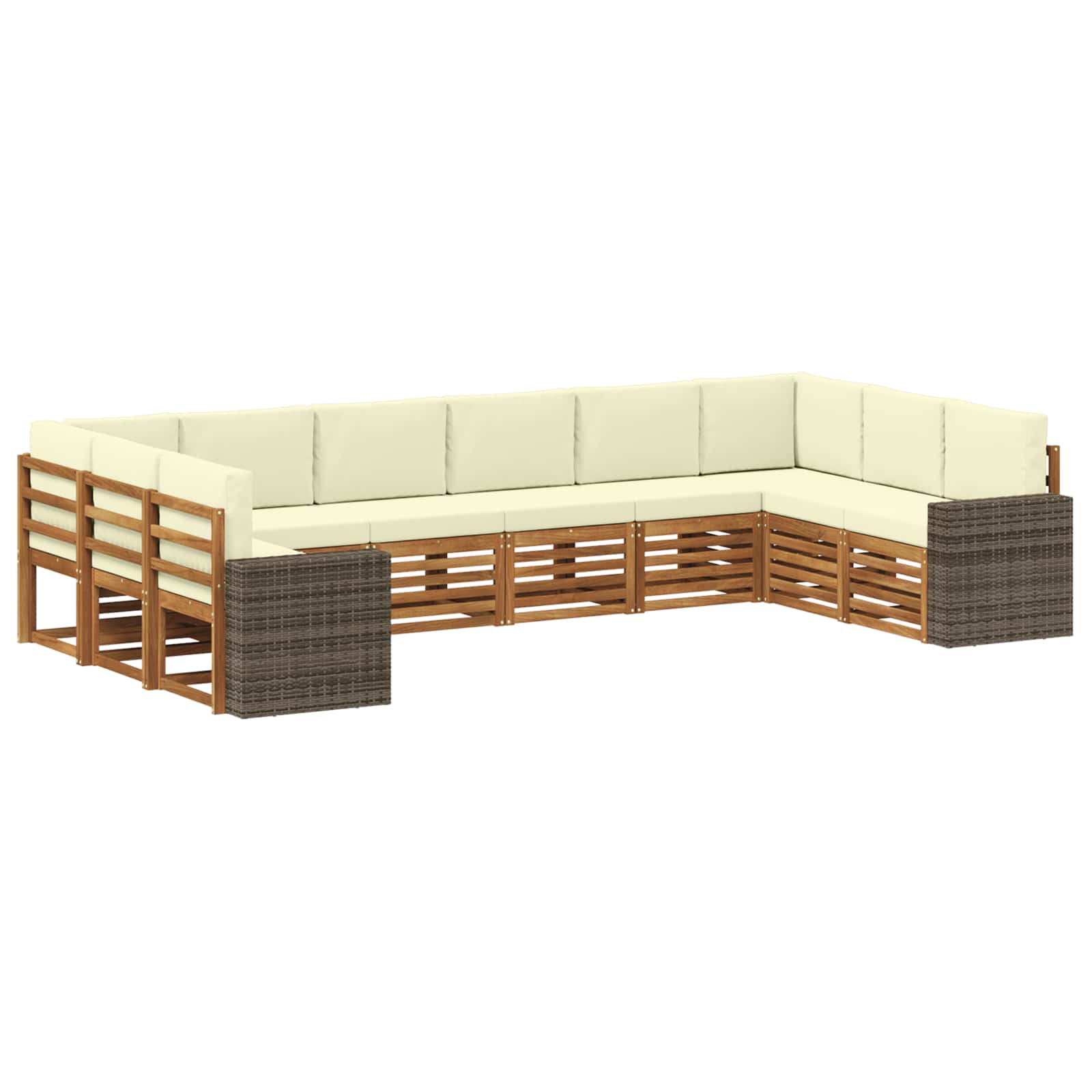 Buiten bankenset 10 pcs Natuurlijk en Crème Polyester is nu te koop bij PeponiXL, paradijselijk wonen!