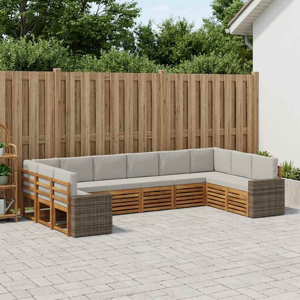 Buiten bankenset 10 pcs Naturel en lichtgrijs Polyester is nu te koop bij PeponiXL, paradijselijk wonen!