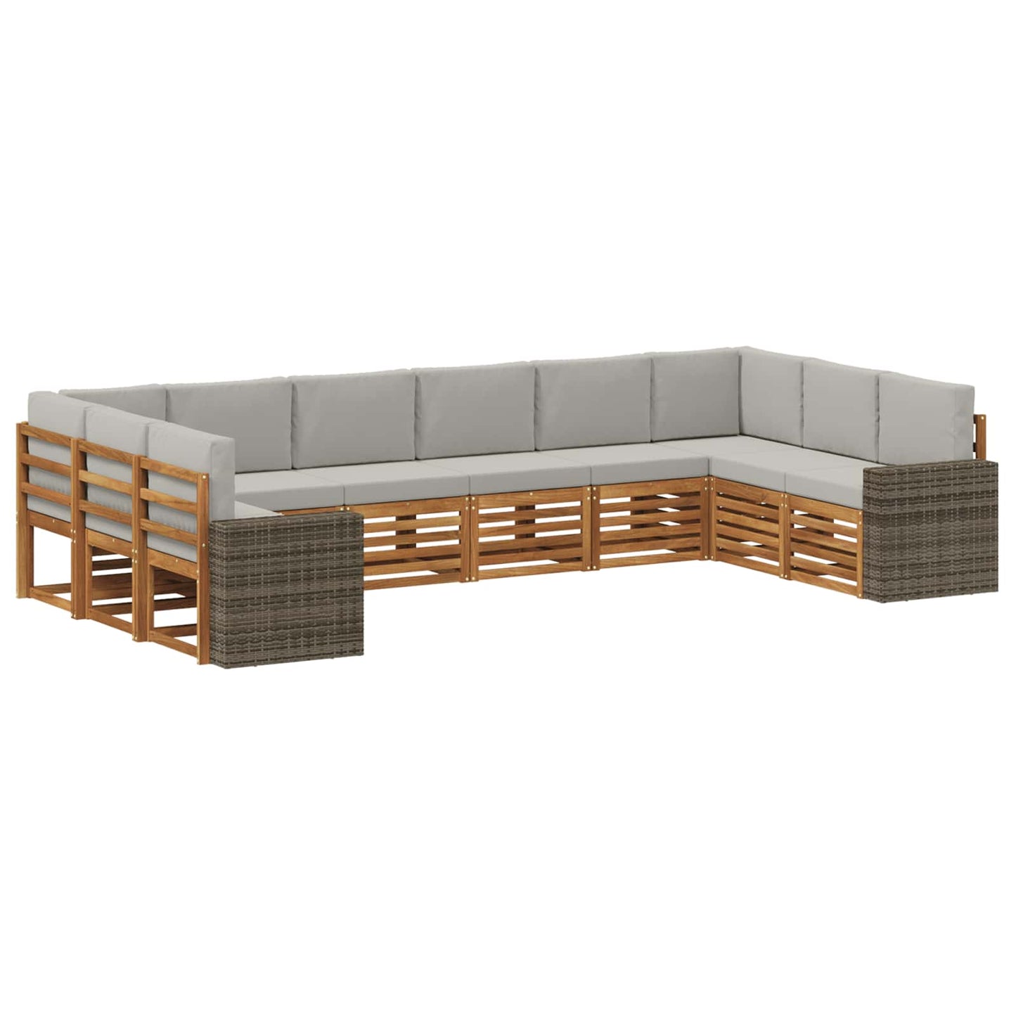 Buiten bankenset 10 pcs Naturel en lichtgrijs Polyester is nu te koop bij PeponiXL, paradijselijk wonen!