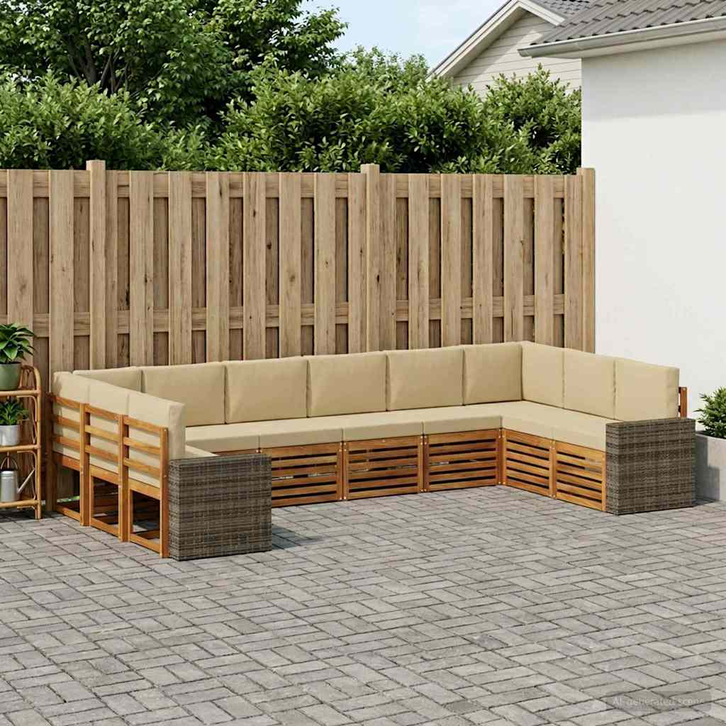 Buiten bankenset 10 pcs Natuurlijk en Beige Polyester is nu te koop bij PeponiXL, paradijselijk wonen!