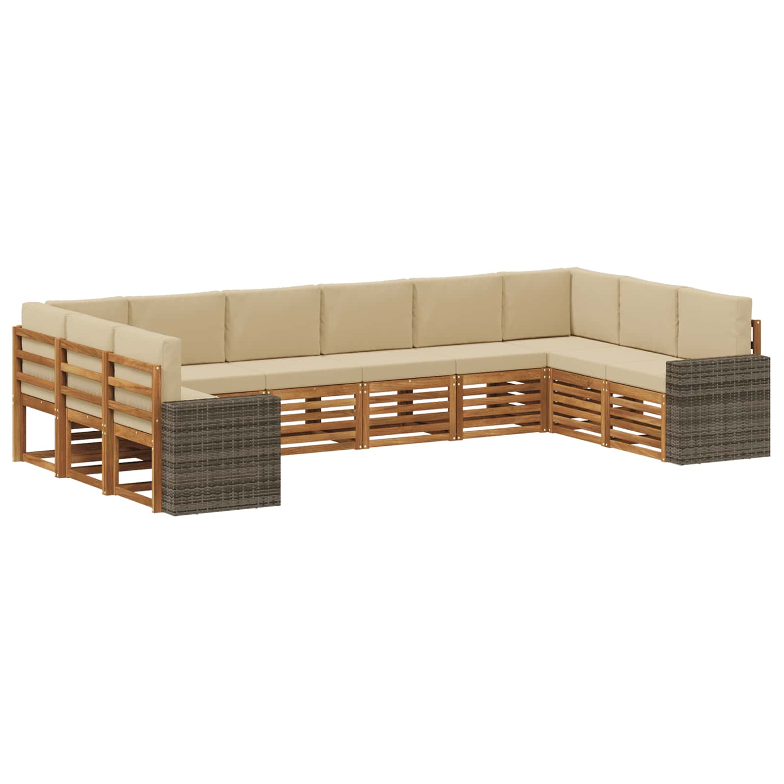 Buiten bankenset 10 pcs Natuurlijk en Beige Polyester is nu te koop bij PeponiXL, paradijselijk wonen!