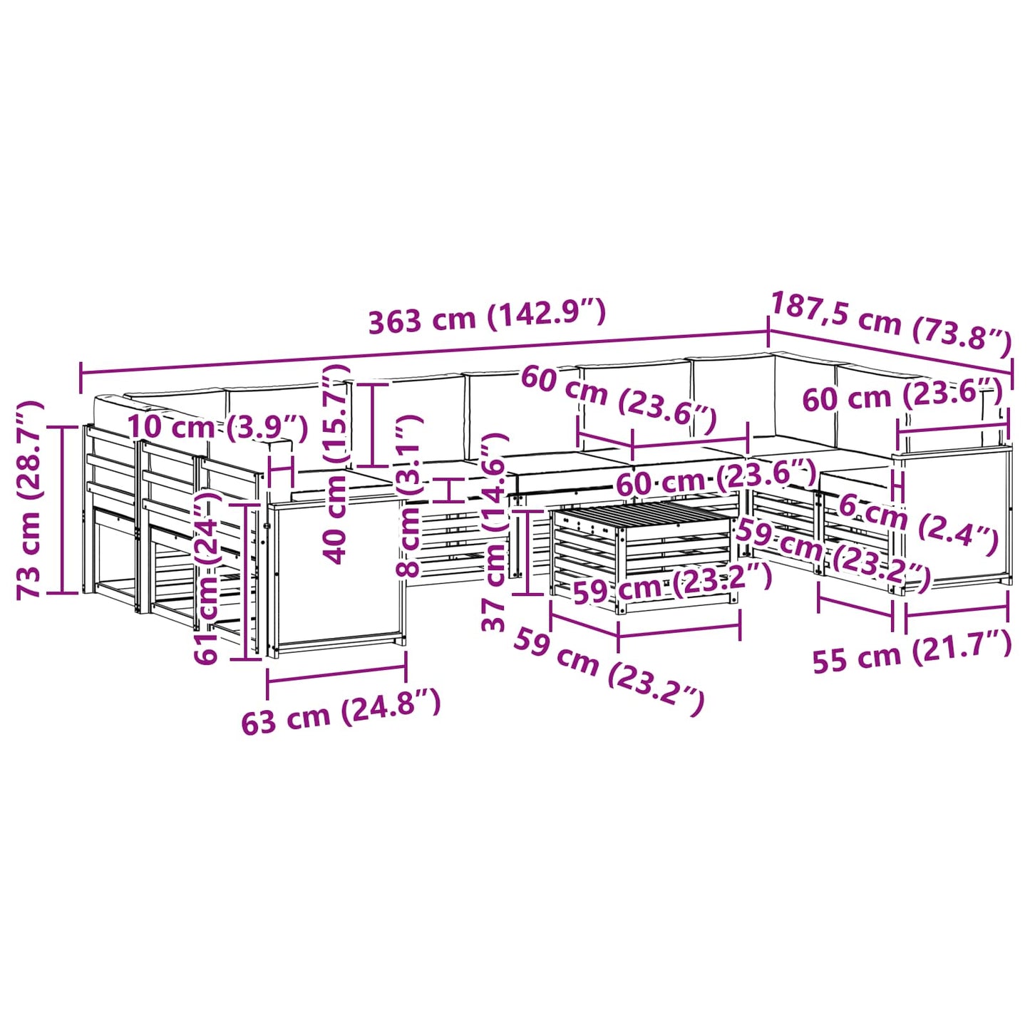 Buiten bankenset 8 pcs is nu te koop bij PeponiXL, paradijselijk wonen!