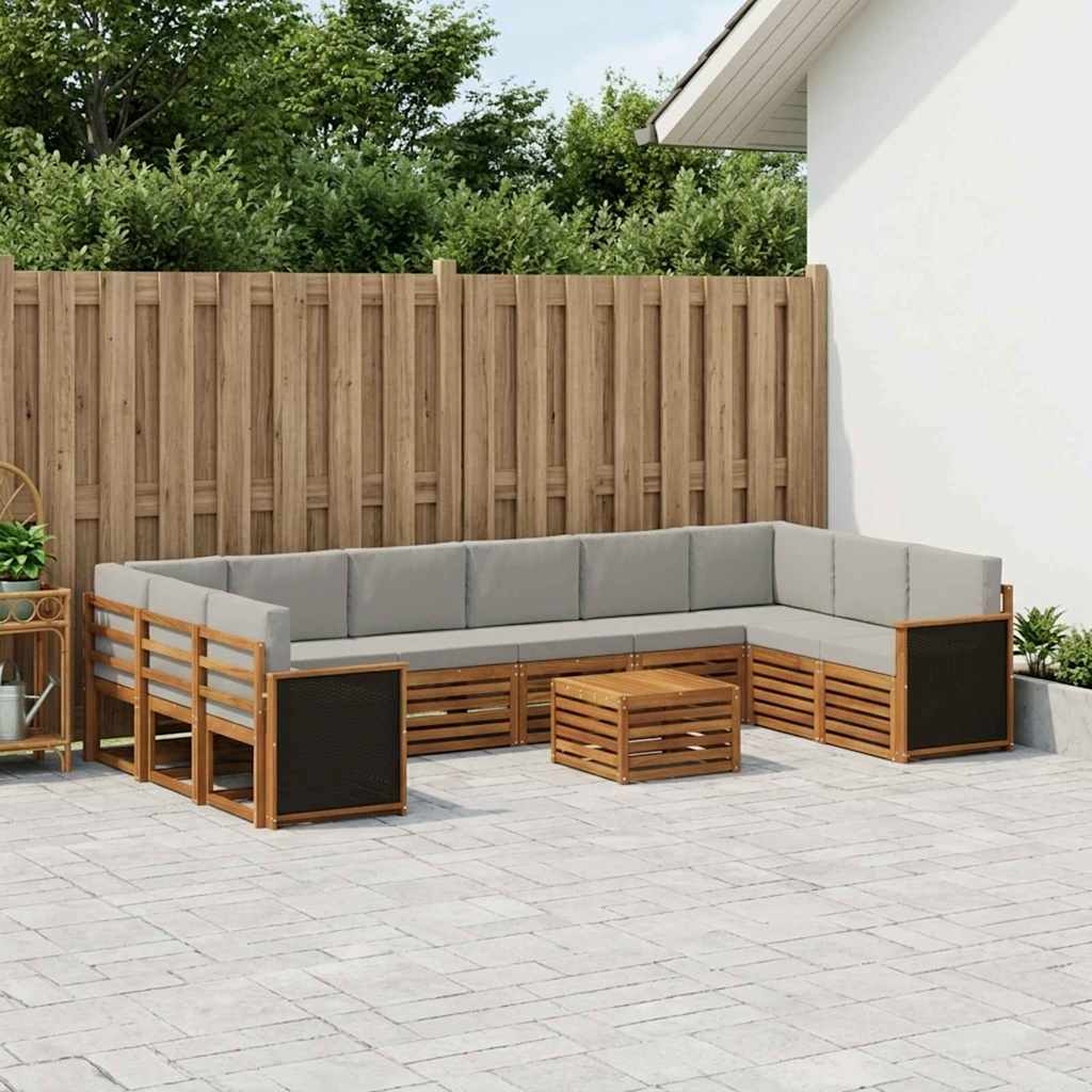 Buiten bankenset met kussen 8 pcs Naturel en lichtgrijs is nu te koop bij PeponiXL, paradijselijk wonen!