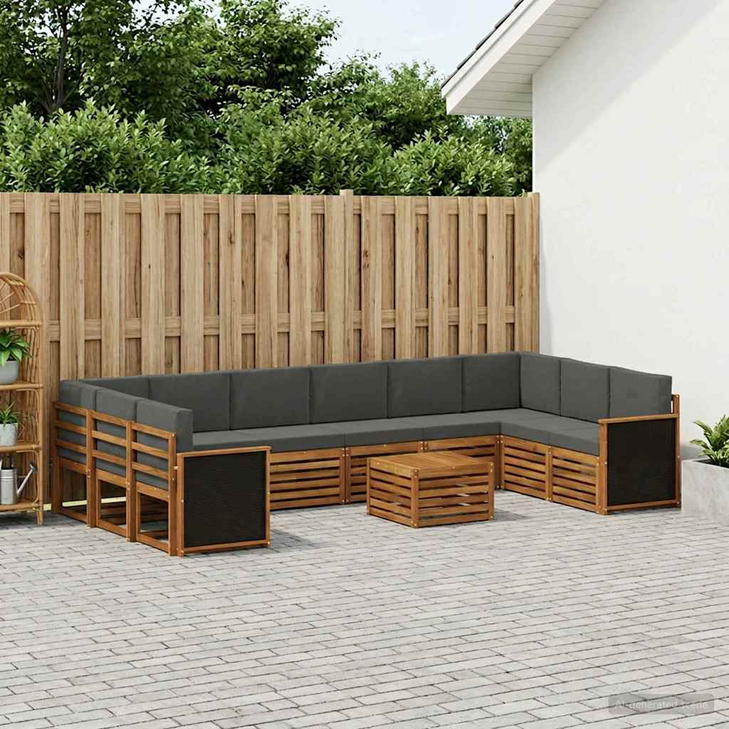 Buiten bankenset met kussen 8 pcs Natuurlijk en Antraciet is nu te koop bij PeponiXL, paradijselijk wonen!