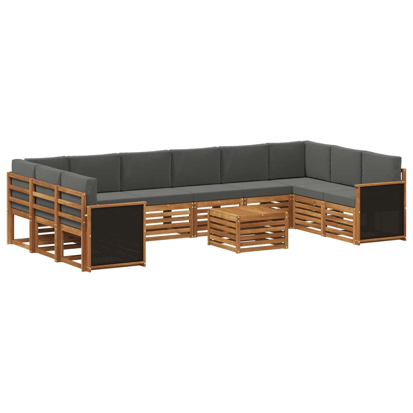 Buiten bankenset met kussen 8 pcs Natuurlijk en Antraciet is nu te koop bij PeponiXL, paradijselijk wonen!