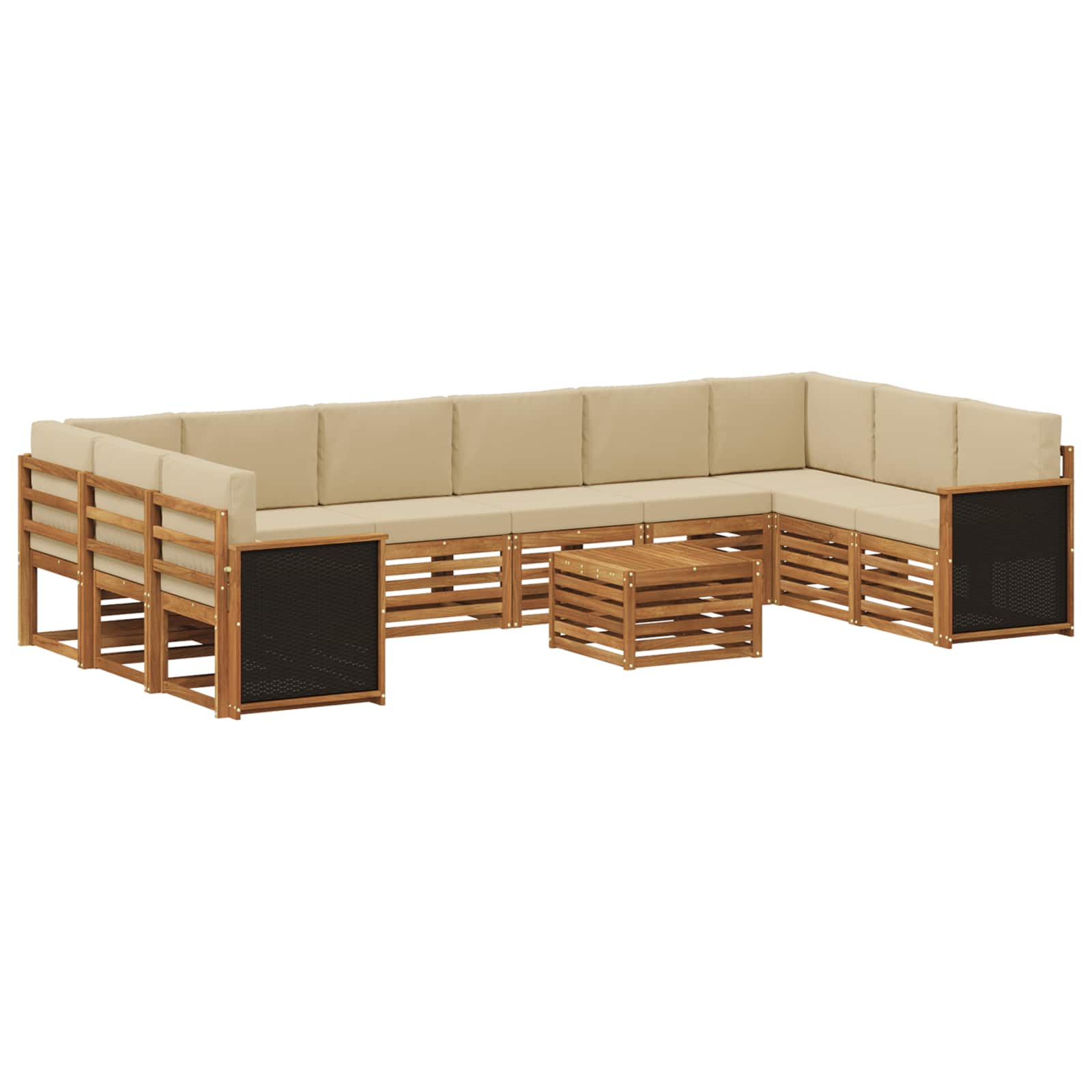 Buiten bankenset 8 pcs Naturel Massief Acaciahout en Polyester is nu te koop bij PeponiXL, paradijselijk wonen!