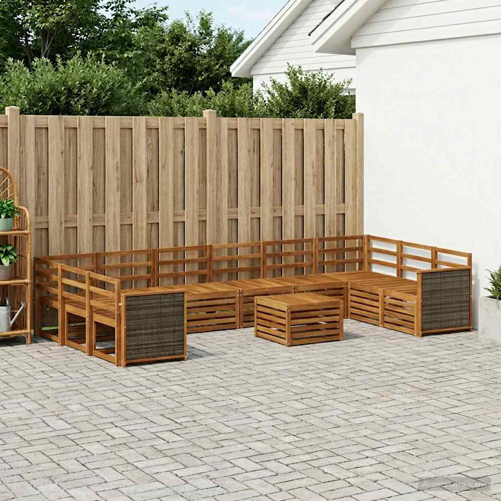 Buiten bankenset 8 pcs Naturel Massief Acaciahout is nu te koop bij PeponiXL, paradijselijk wonen!