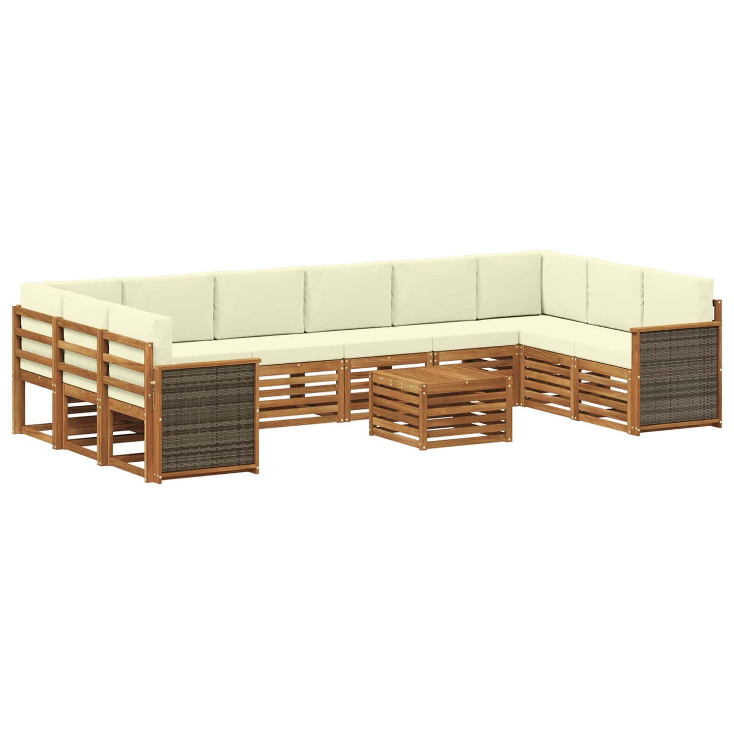 Buiten bankenset met kussen 8 pcs Natuurlijk en Crème is nu te koop bij PeponiXL, paradijselijk wonen!