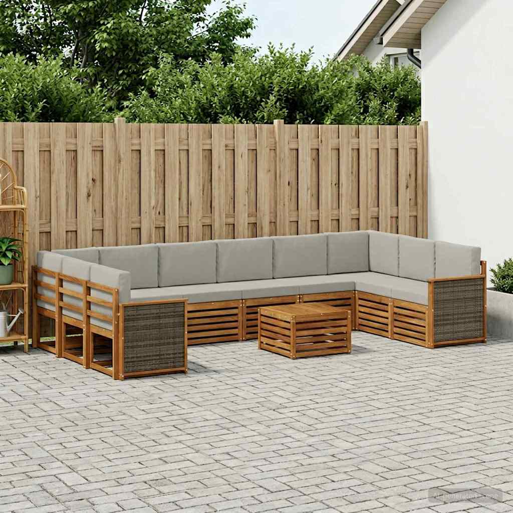 Buiten bankenset met kussen 8 pcs Naturel en lichtgrijs is nu te koop bij PeponiXL, paradijselijk wonen!