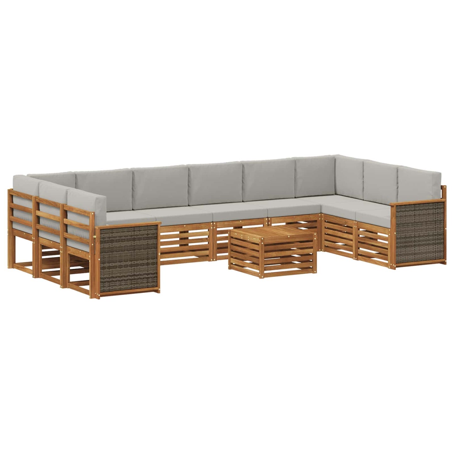 Buiten bankenset met kussen 8 pcs Naturel en lichtgrijs is nu te koop bij PeponiXL, paradijselijk wonen!