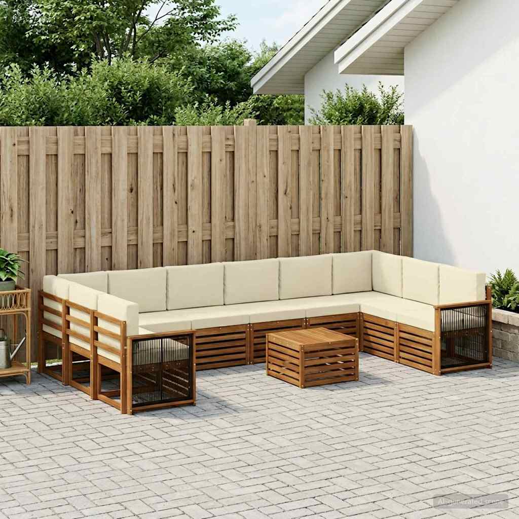Buiten bankenset met kussen 8 pcs Natuurlijk en Crème is nu te koop bij PeponiXL, paradijselijk wonen!