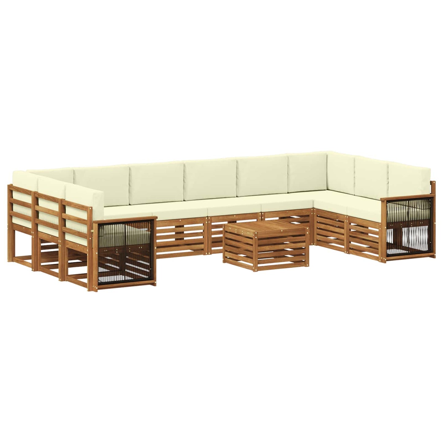 Buiten bankenset met kussen 8 pcs Natuurlijk en Crème is nu te koop bij PeponiXL, paradijselijk wonen!