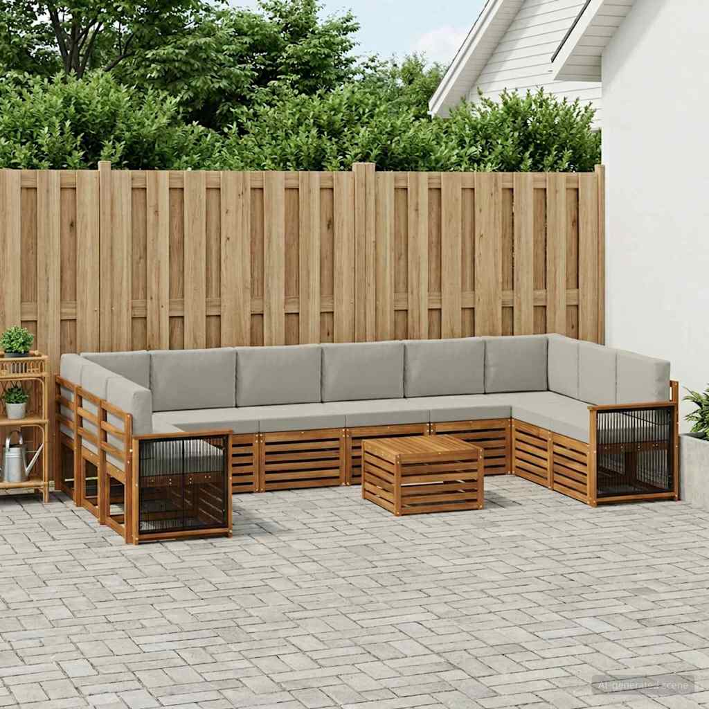 Buiten bankenset met kussen 8 pcs Naturel en lichtgrijs is nu te koop bij PeponiXL, paradijselijk wonen!