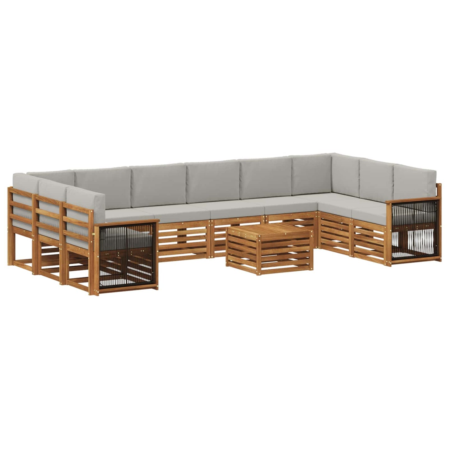 Buiten bankenset met kussen 8 pcs Naturel en lichtgrijs is nu te koop bij PeponiXL, paradijselijk wonen!