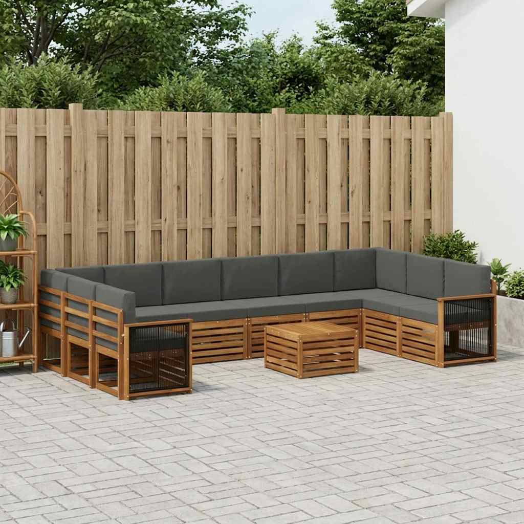 Buiten bankenset met kussen 8 pcs Natuurlijk en Antraciet is nu te koop bij PeponiXL, paradijselijk wonen!