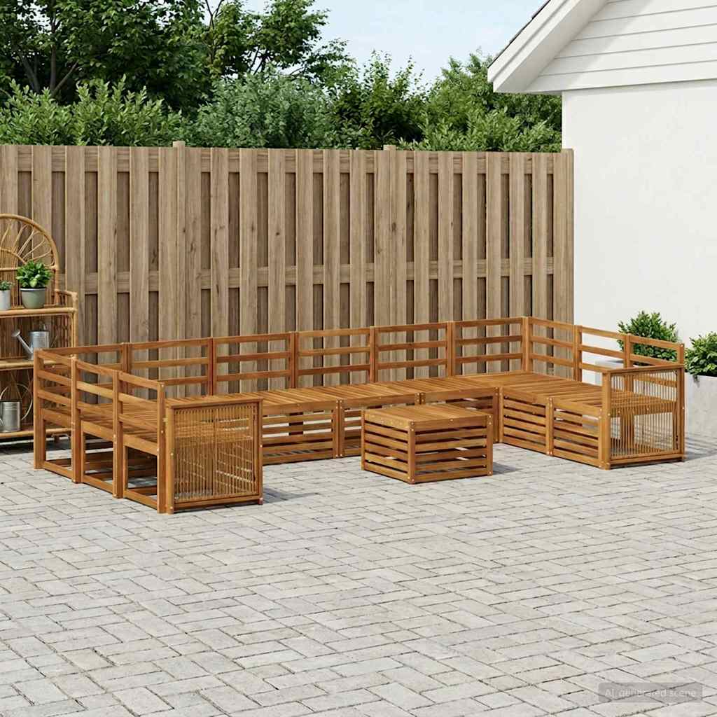 Buiten bankenset 8 pcs Naturel Massief Acaciahout is nu te koop bij PeponiXL, paradijselijk wonen!