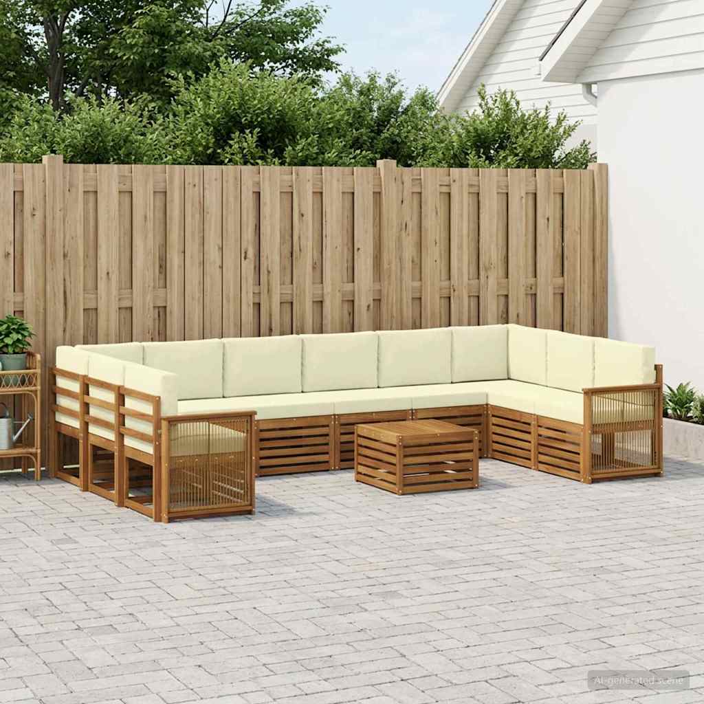 Buiten bankenset met kussen 8 pcs Natuurlijk en Crème is nu te koop bij PeponiXL, paradijselijk wonen!