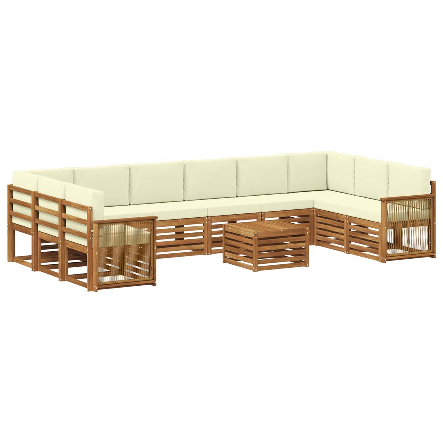 Buiten bankenset met kussen 8 pcs Natuurlijk en Crème is nu te koop bij PeponiXL, paradijselijk wonen!