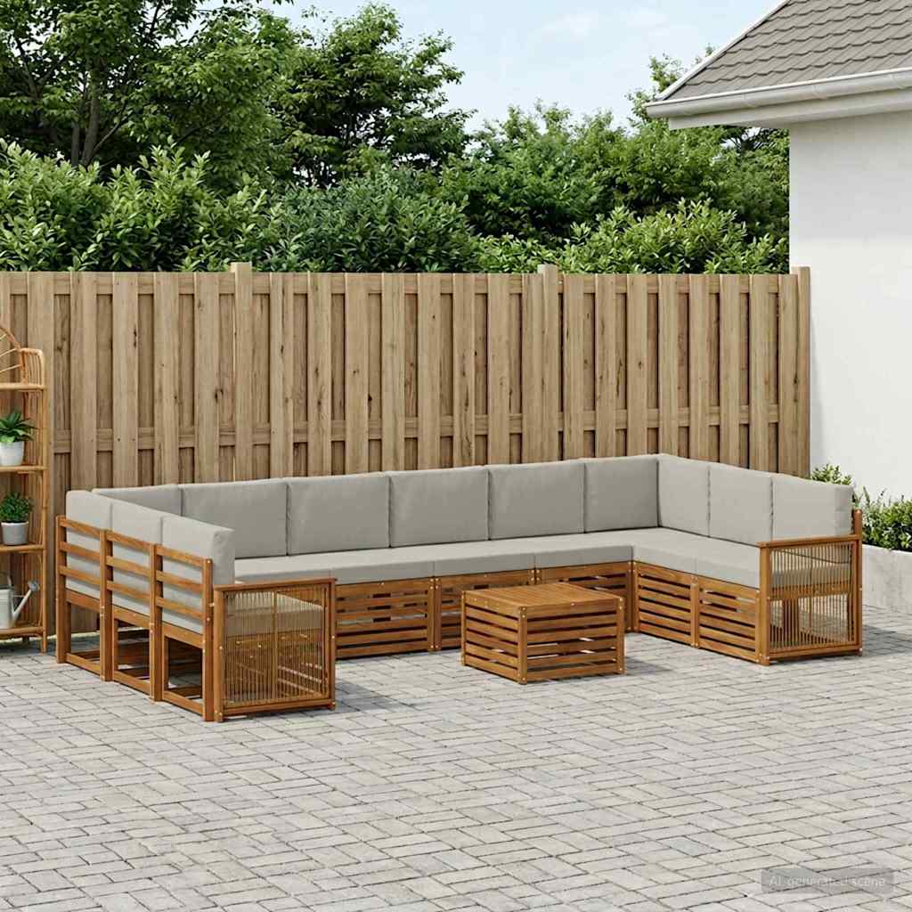 Buiten bankenset met kussen 8 pcs Naturel en lichtgrijs is nu te koop bij PeponiXL, paradijselijk wonen!