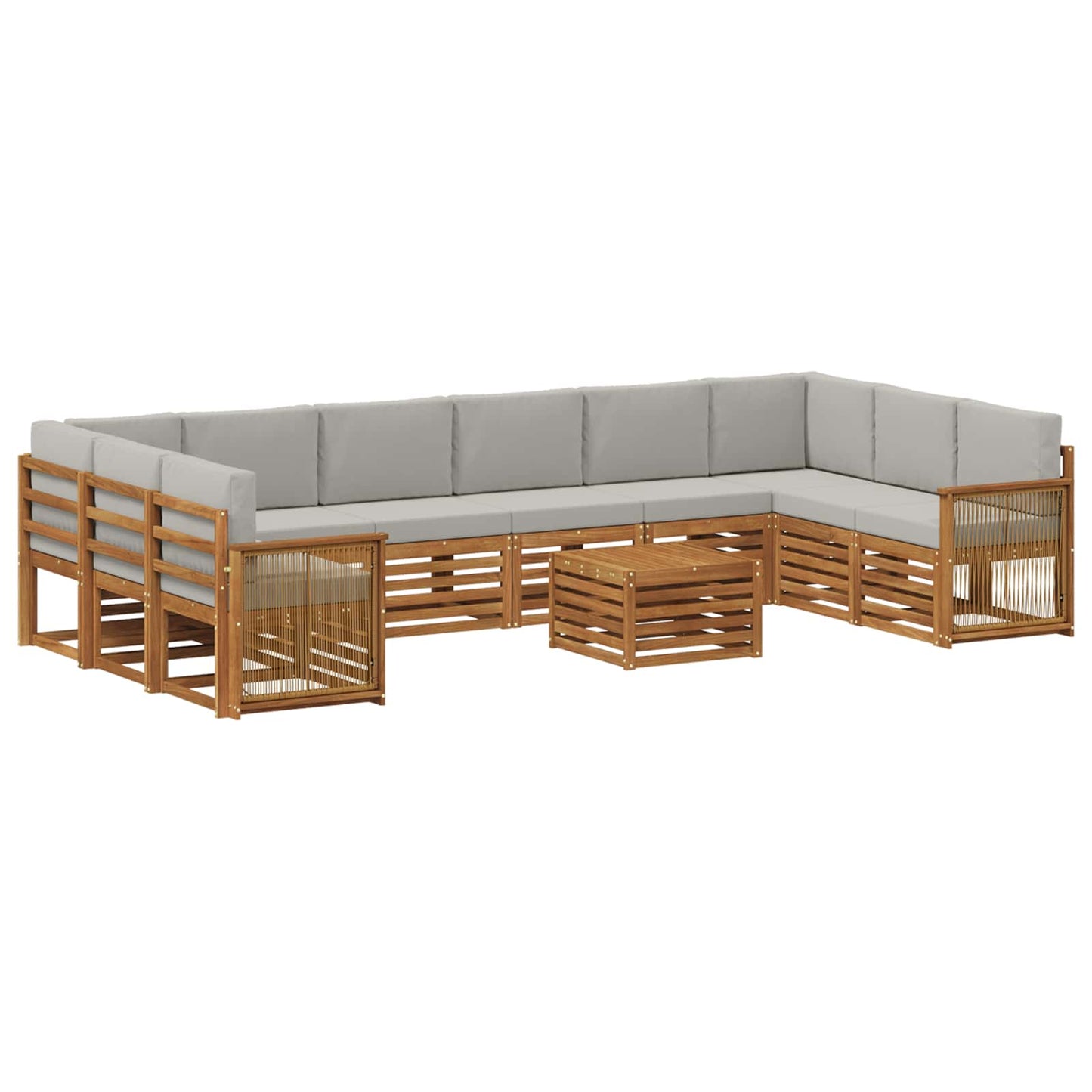 Buiten bankenset met kussen 8 pcs Naturel en lichtgrijs is nu te koop bij PeponiXL, paradijselijk wonen!