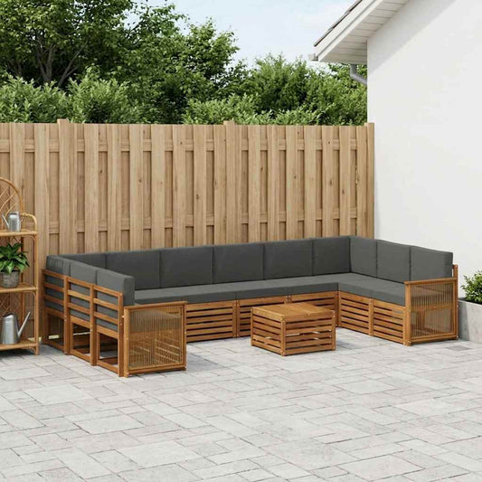 Buiten bankenset met kussen 8 pcs Natuurlijk en Antraciet is nu te koop bij PeponiXL, paradijselijk wonen!