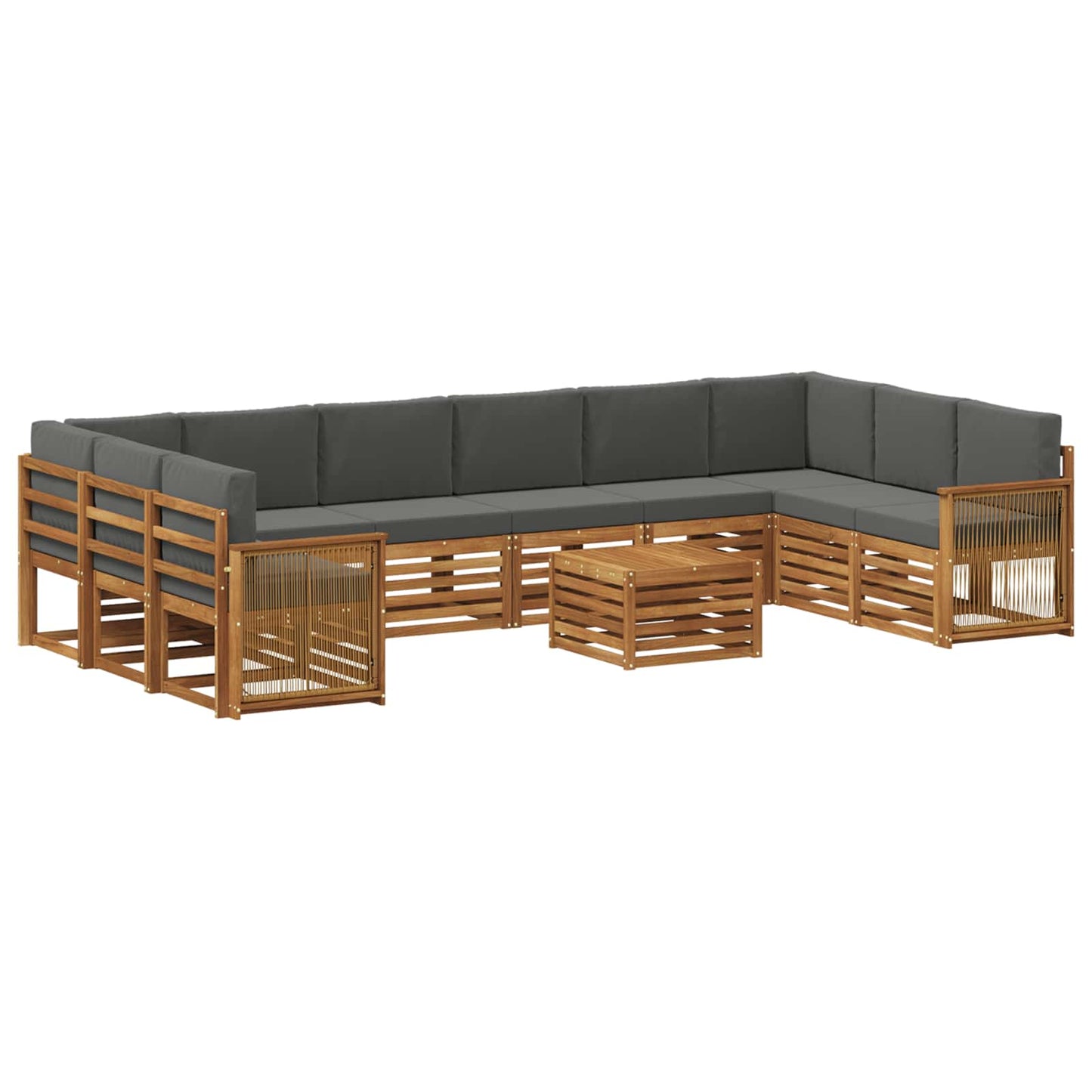 Buiten bankenset met kussen 8 pcs Natuurlijk en Antraciet is nu te koop bij PeponiXL, paradijselijk wonen!