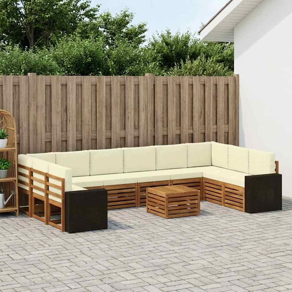 Buiten bankenset 11 pcs Natuurlijk en Crème Polyester is nu te koop bij PeponiXL, paradijselijk wonen!