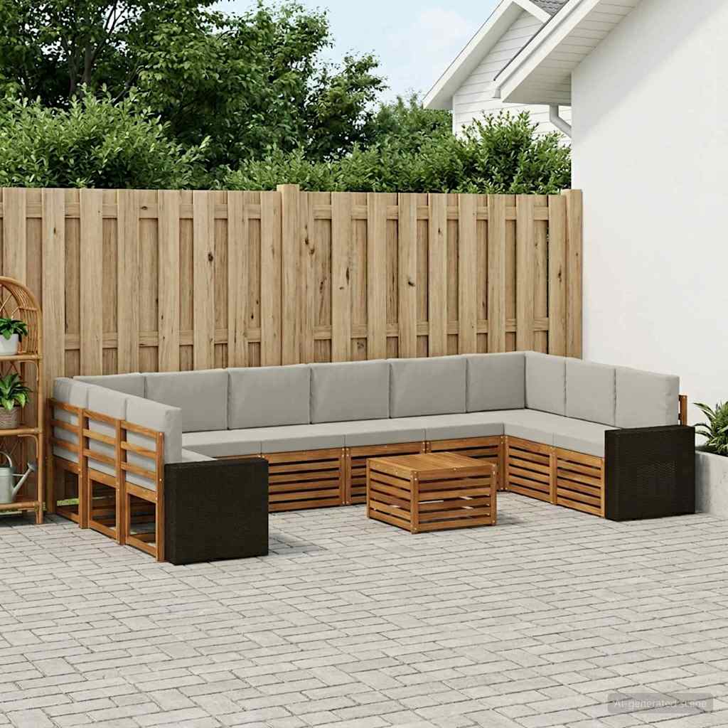 Buiten bankenset 11 pcs Naturel en lichtgrijs Polyester is nu te koop bij PeponiXL, paradijselijk wonen!
