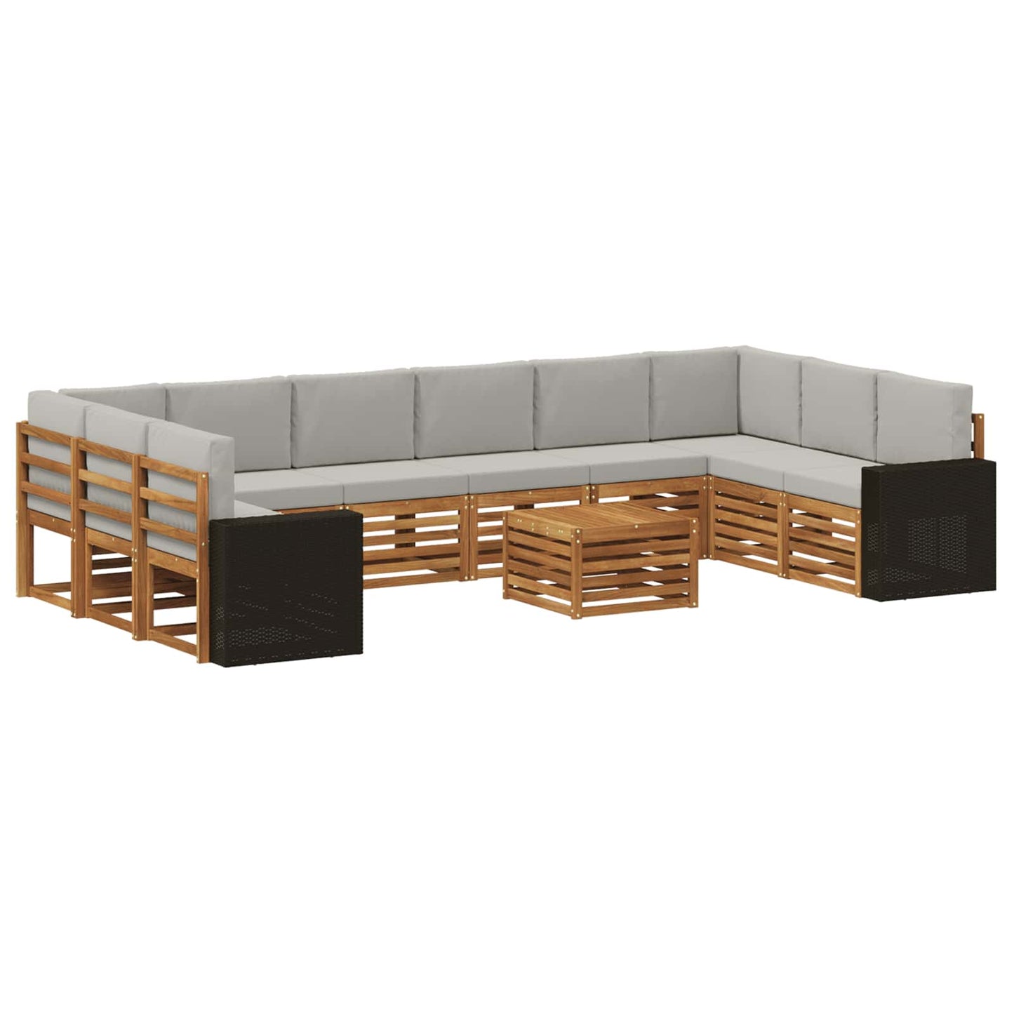 Buiten bankenset 11 pcs Naturel en lichtgrijs Polyester is nu te koop bij PeponiXL, paradijselijk wonen!