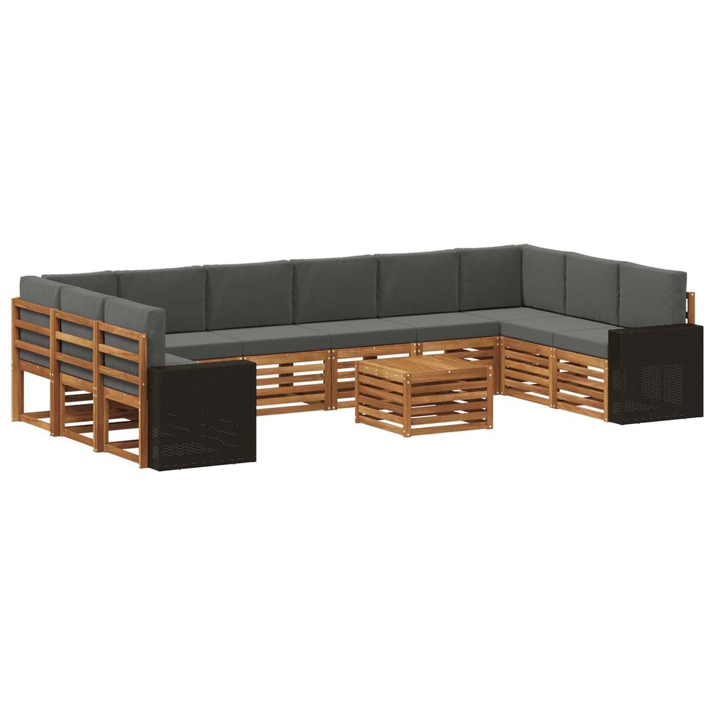 Buiten bankenset 11 pcs Natuurlijk en Antraciet Polyester is nu te koop bij PeponiXL, paradijselijk wonen!