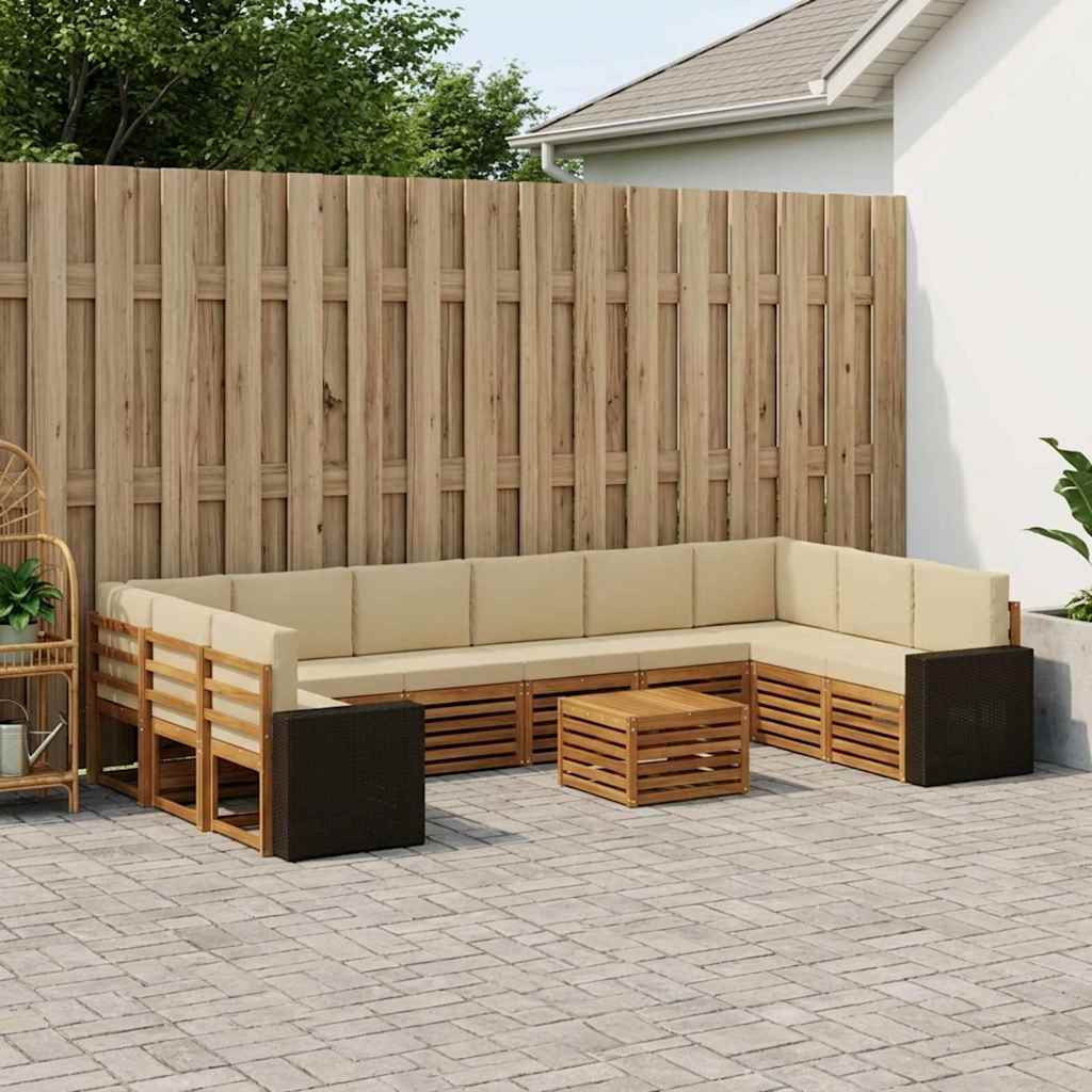 Buiten bankenset 11 pcs Natuurlijk en Beige Polyester is nu te koop bij PeponiXL, paradijselijk wonen!