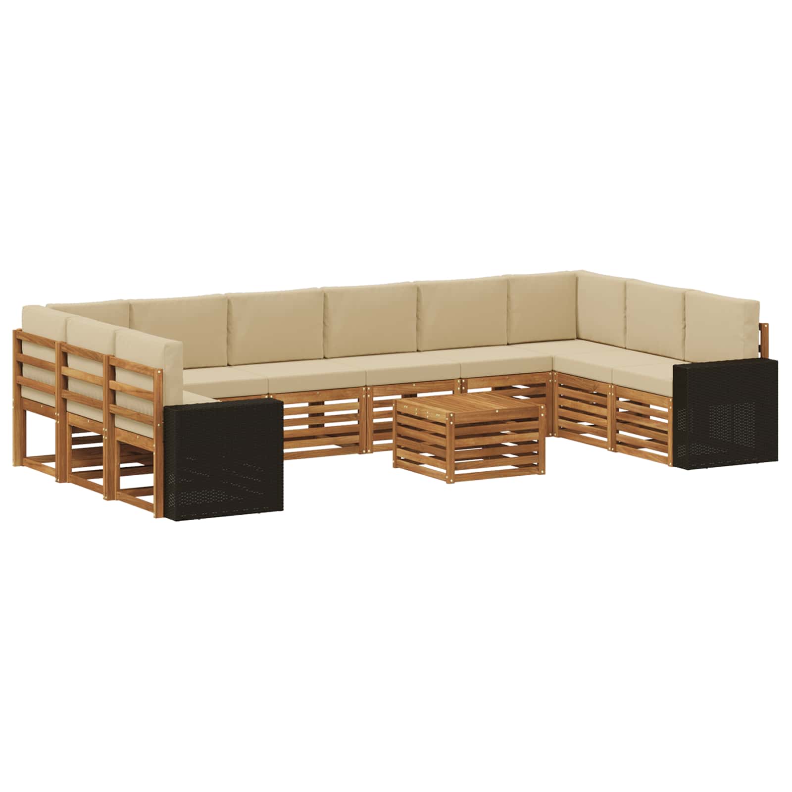 Buiten bankenset 11 pcs Natuurlijk en Beige Polyester is nu te koop bij PeponiXL, paradijselijk wonen!