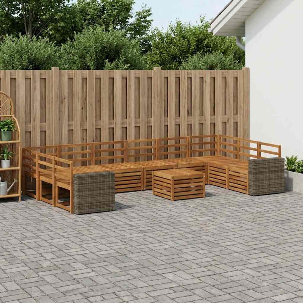Buiten bankenset 11 pcs Naturel Massief Acaciahout is nu te koop bij PeponiXL, paradijselijk wonen!