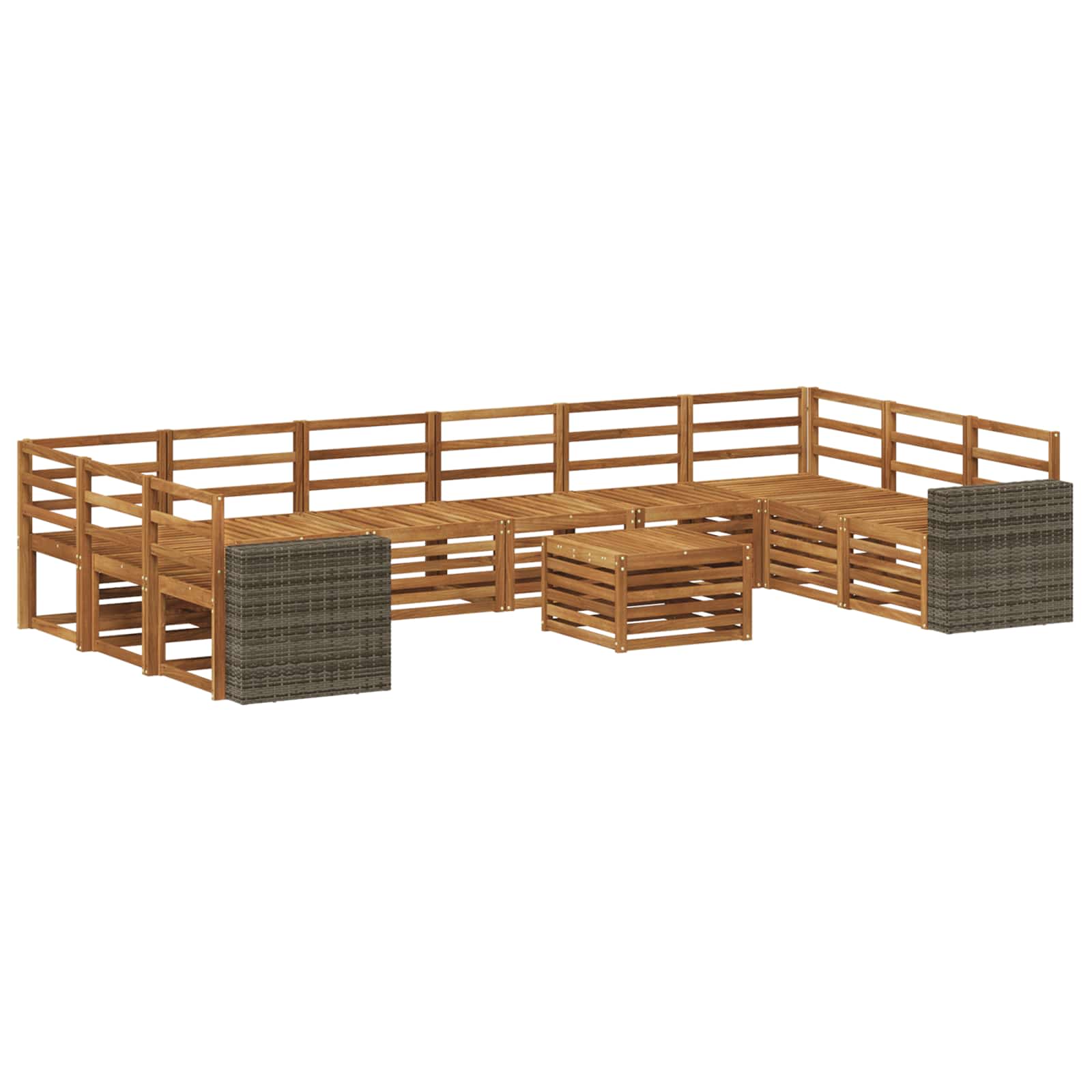Buiten bankenset 11 pcs Naturel Massief Acaciahout is nu te koop bij PeponiXL, paradijselijk wonen!