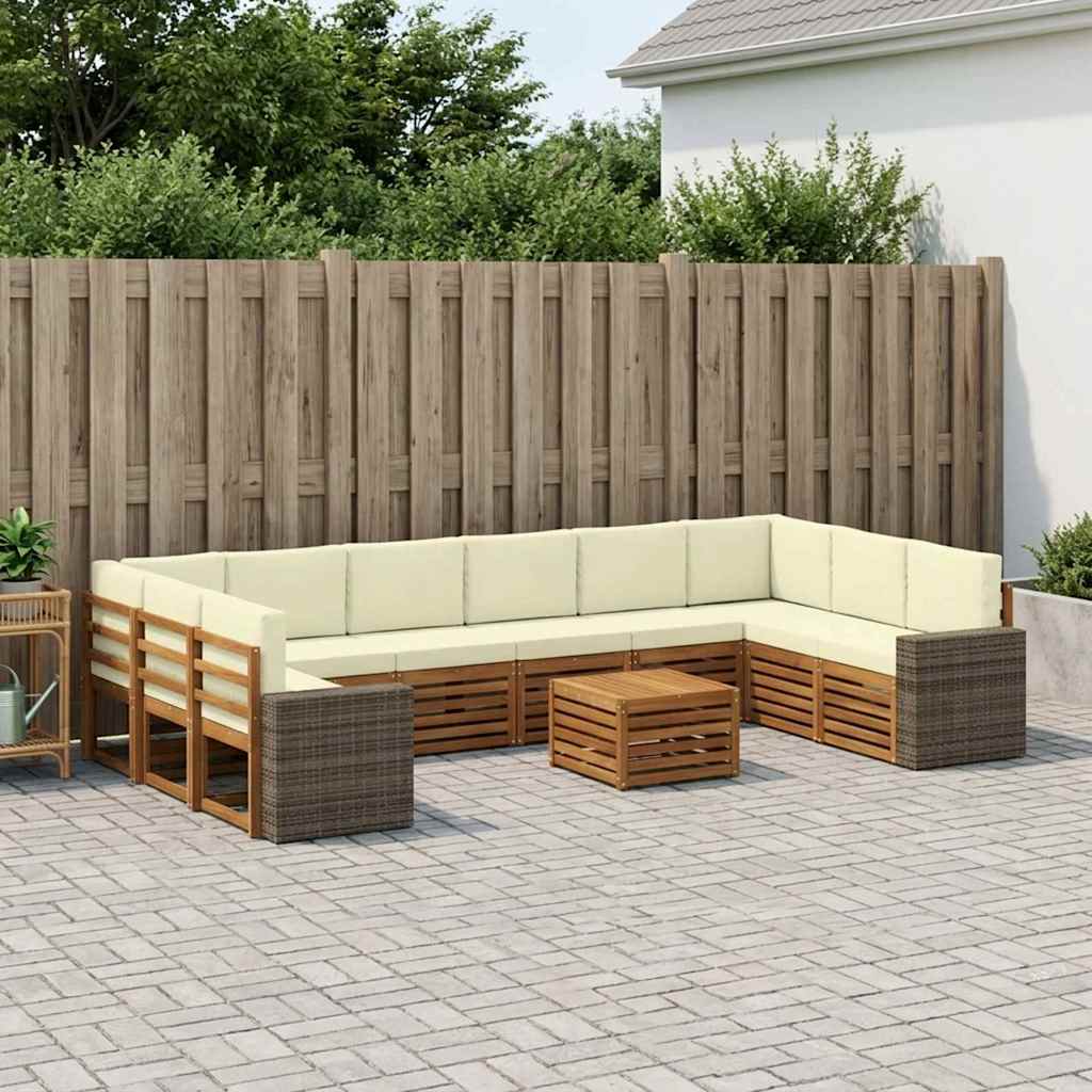 Buiten bankenset 11 pcs Natuurlijk en Crème Polyester is nu te koop bij PeponiXL, paradijselijk wonen!