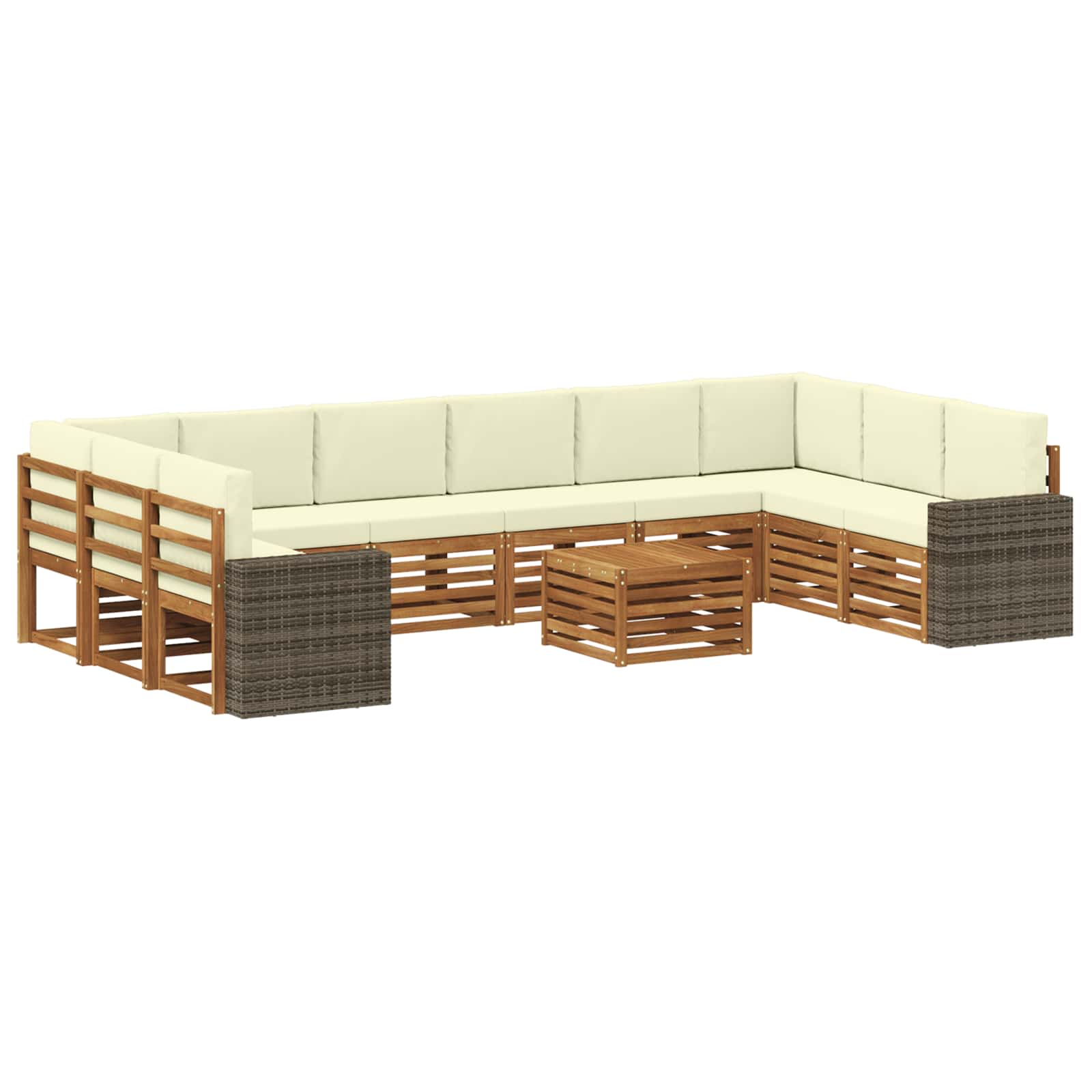 Buiten bankenset 11 pcs Natuurlijk en Crème Polyester is nu te koop bij PeponiXL, paradijselijk wonen!