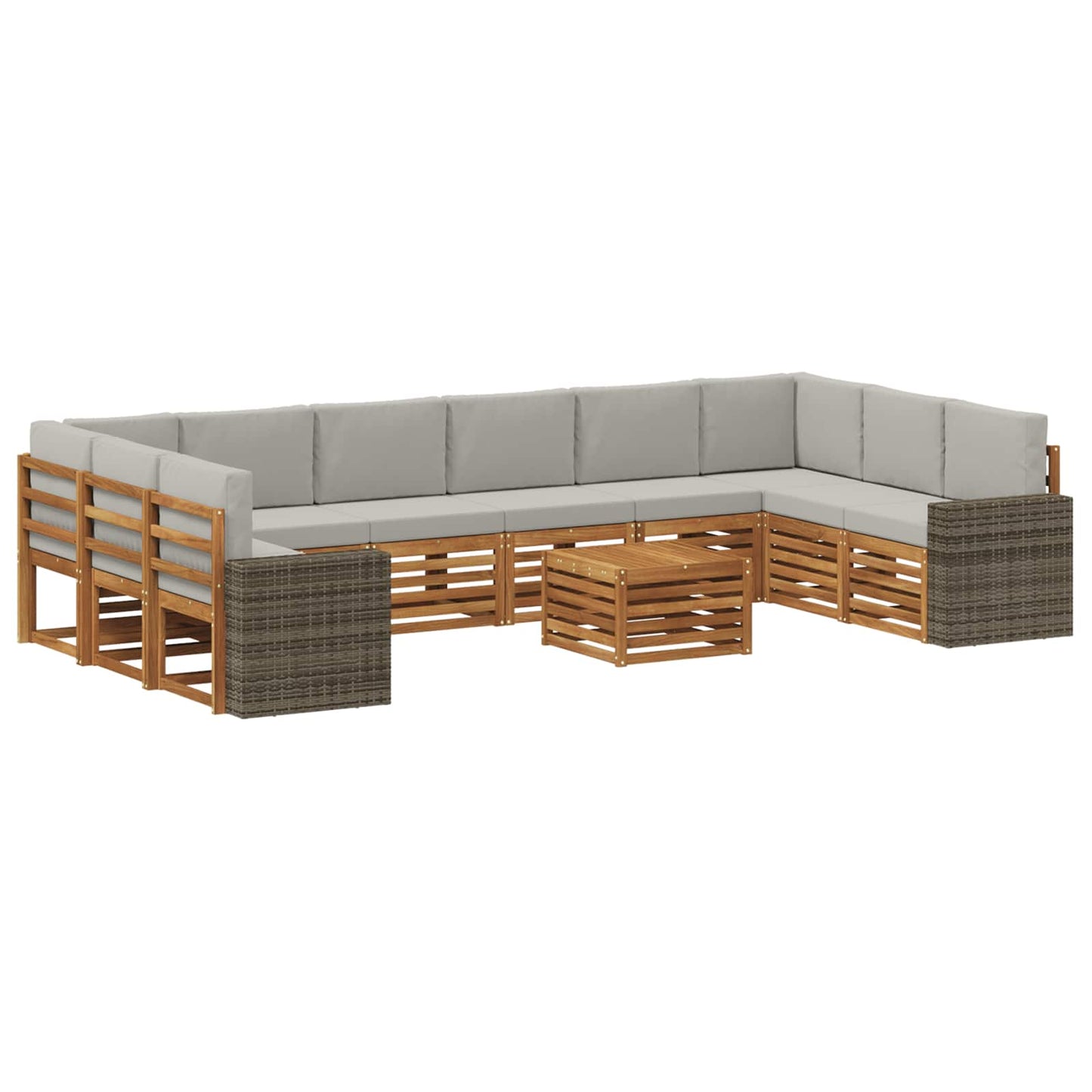 Buiten bankenset 11 pcs Naturel en lichtgrijs Polyester is nu te koop bij PeponiXL, paradijselijk wonen!