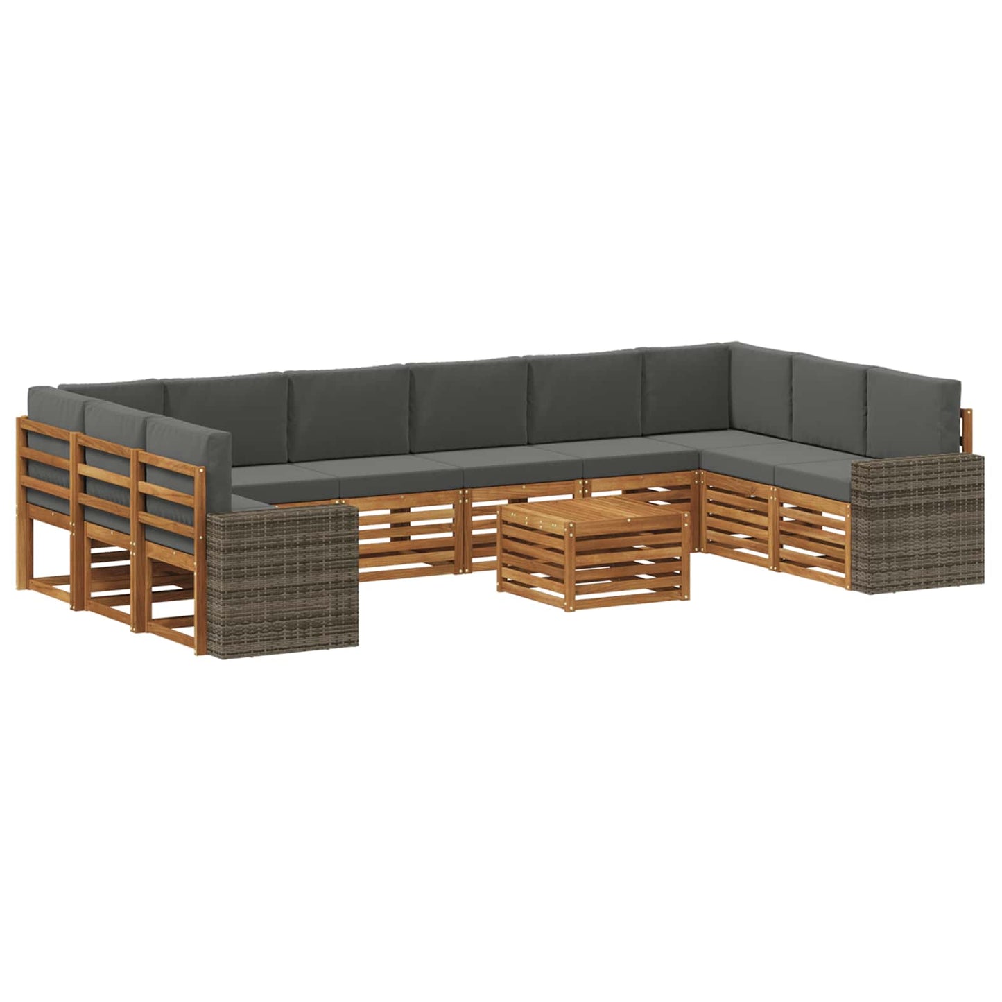 Buiten bankenset 11 pcs Natuurlijk en Antraciet Polyester is nu te koop bij PeponiXL, paradijselijk wonen!