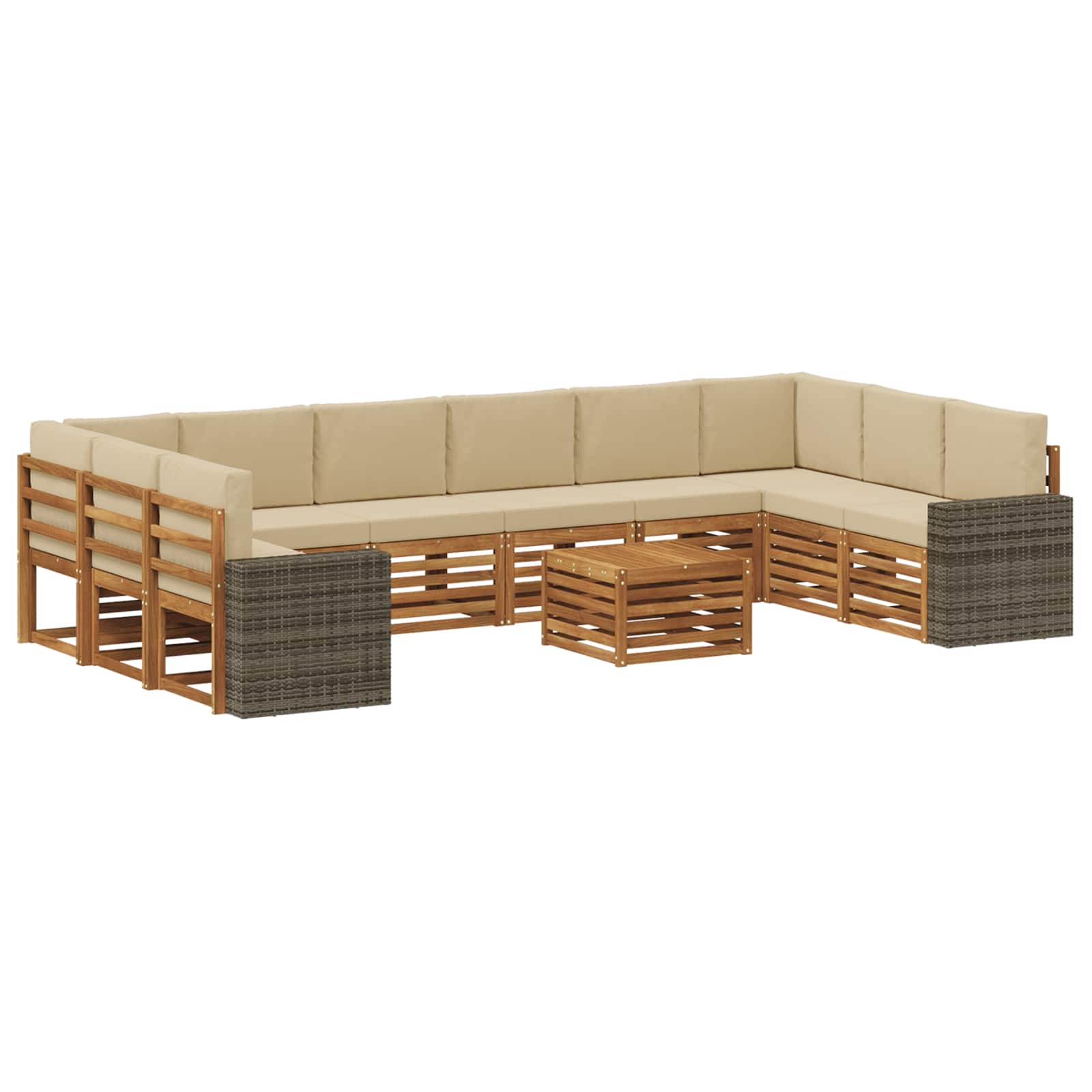 Buiten bankenset 11 pcs Natuurlijk en Beige Polyester is nu te koop bij PeponiXL, paradijselijk wonen!