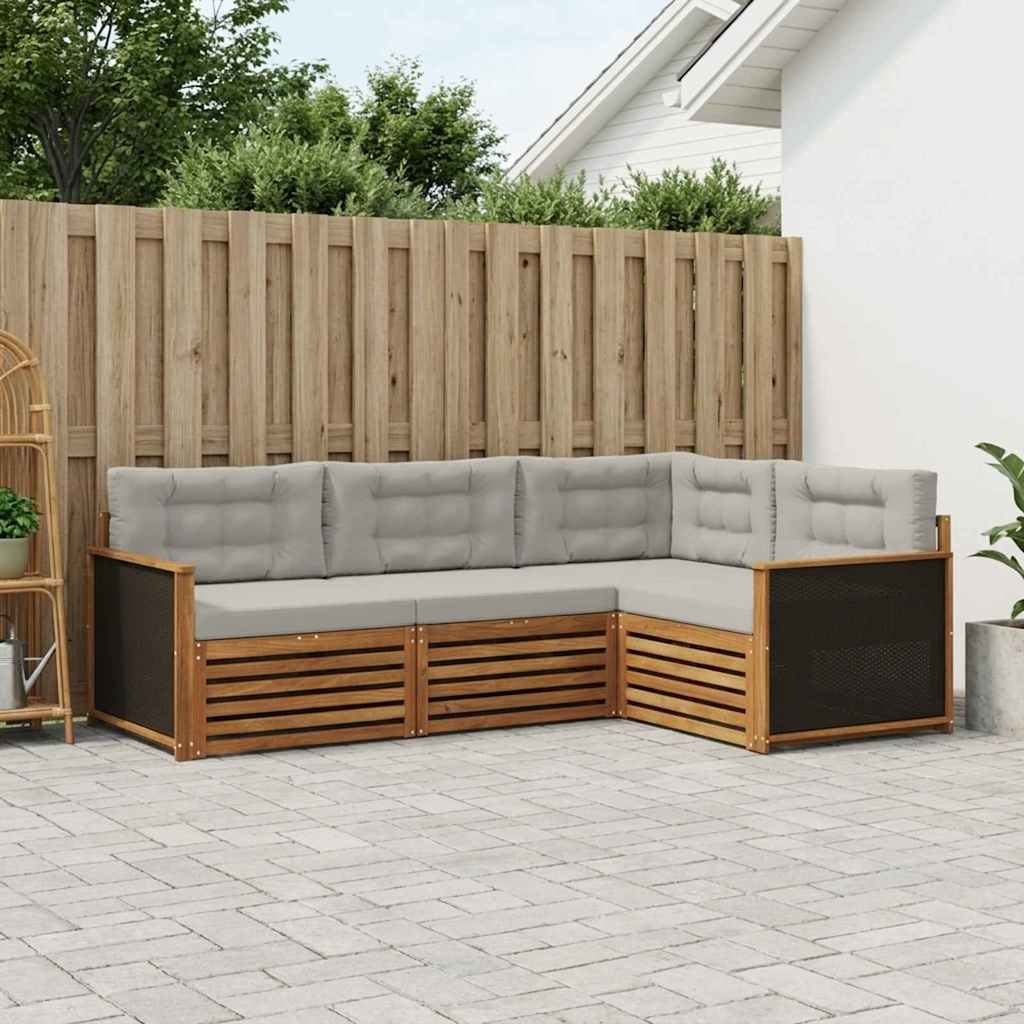 Buiten bankenset 4 pcs Naturel en lichtgrijs is nu te koop bij PeponiXL, paradijselijk wonen!