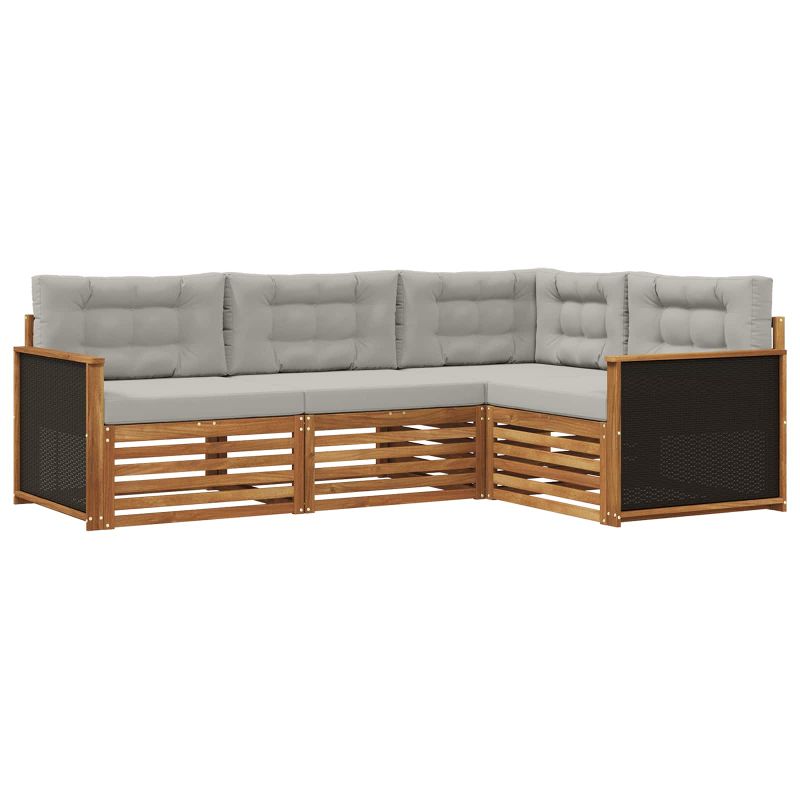 Buiten bankenset 4 pcs Naturel en lichtgrijs is nu te koop bij PeponiXL, paradijselijk wonen!