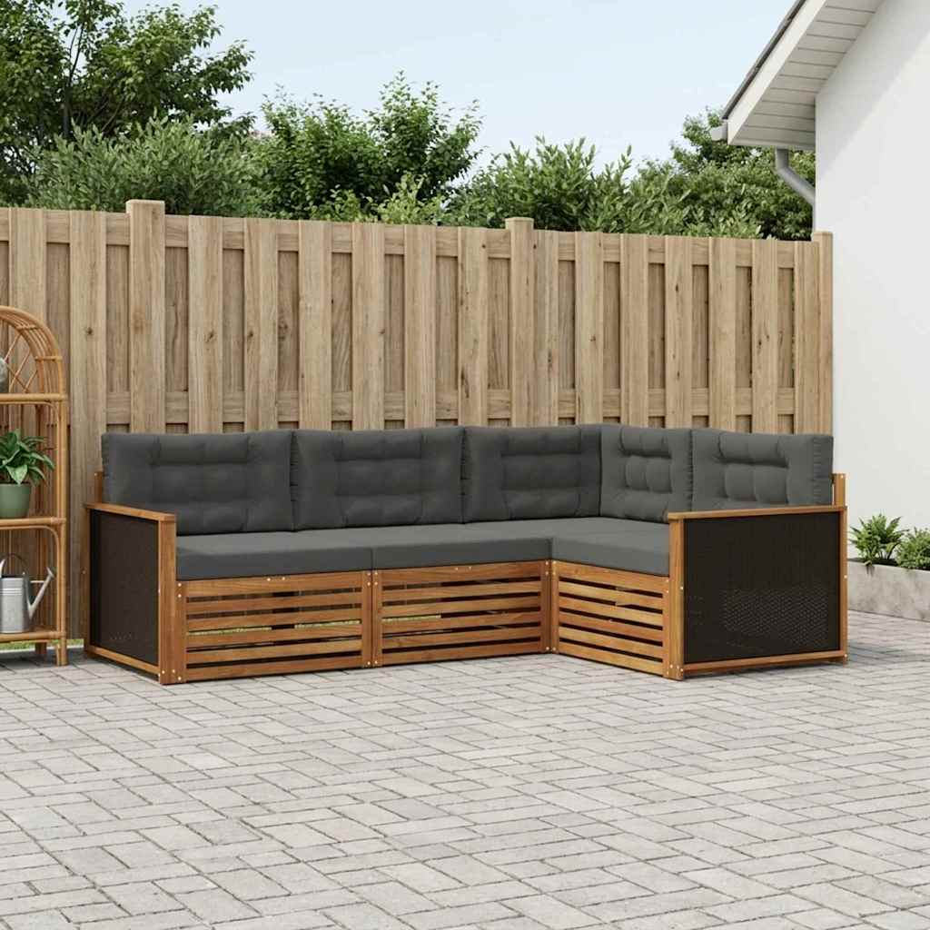 Buiten bankenset 4 pcs Natuurlijk en Antraciet is nu te koop bij PeponiXL, paradijselijk wonen!