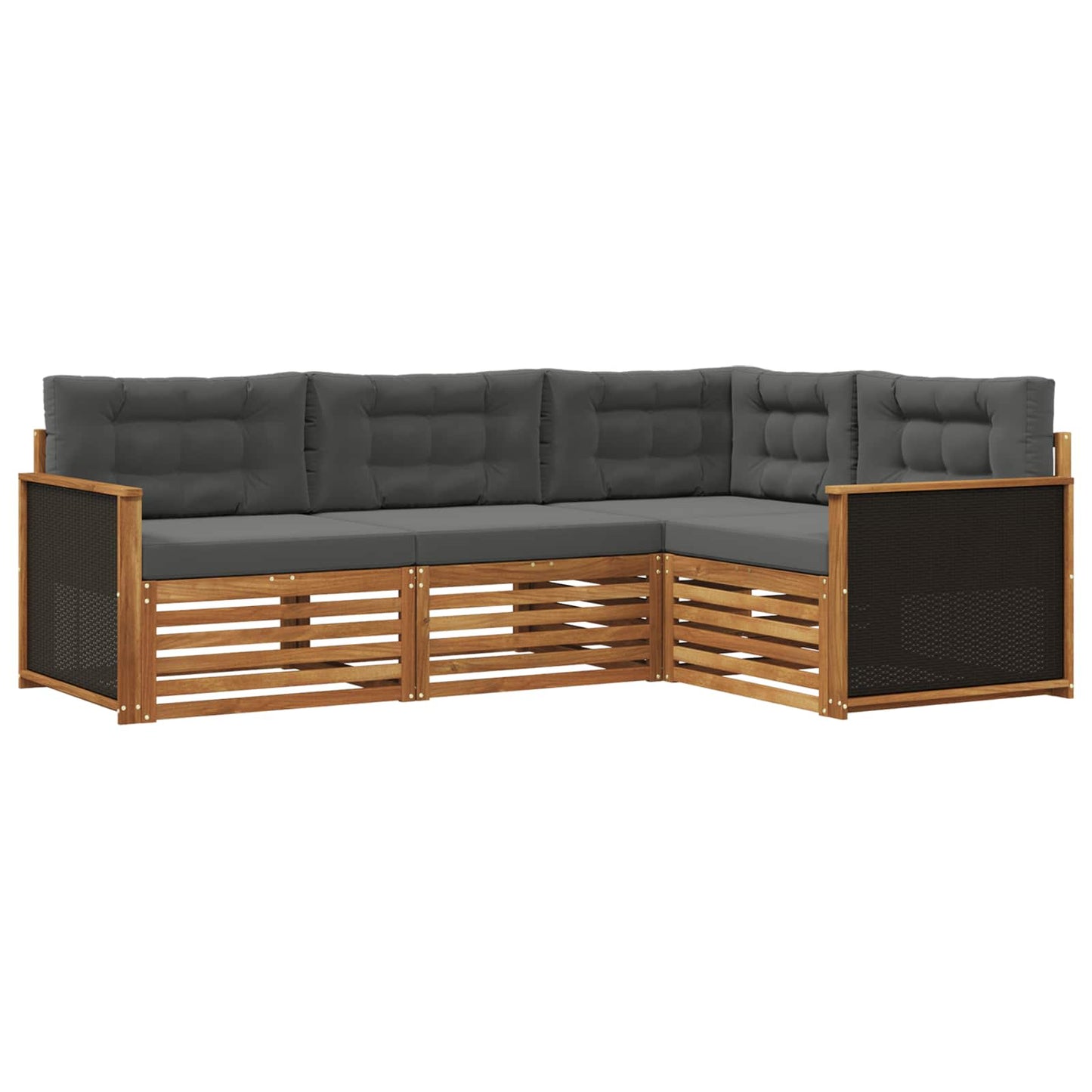 Buiten bankenset 4 pcs Natuurlijk en Antraciet is nu te koop bij PeponiXL, paradijselijk wonen!