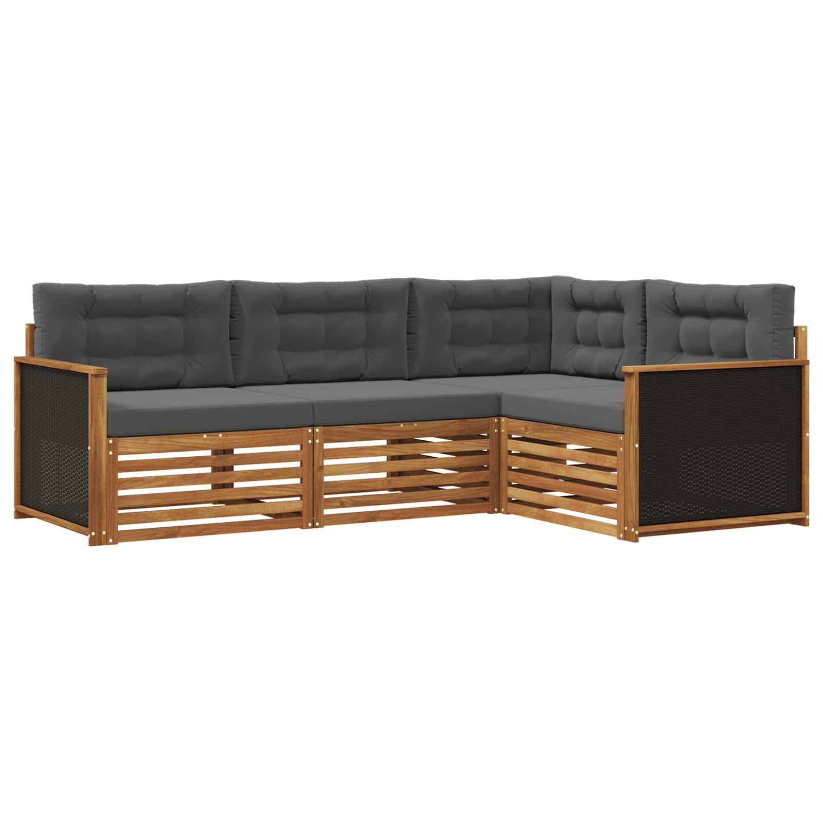 Buiten bankenset 4 pcs Natuurlijk en Antraciet is nu te koop bij PeponiXL, paradijselijk wonen!