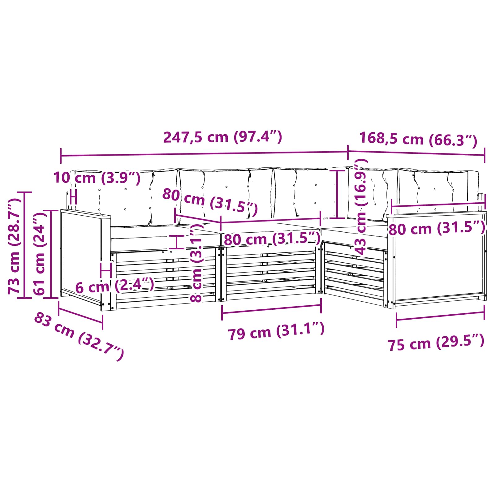 Buiten bankenset 4 pcs Natuurlijk en Antraciet is nu te koop bij PeponiXL, paradijselijk wonen!