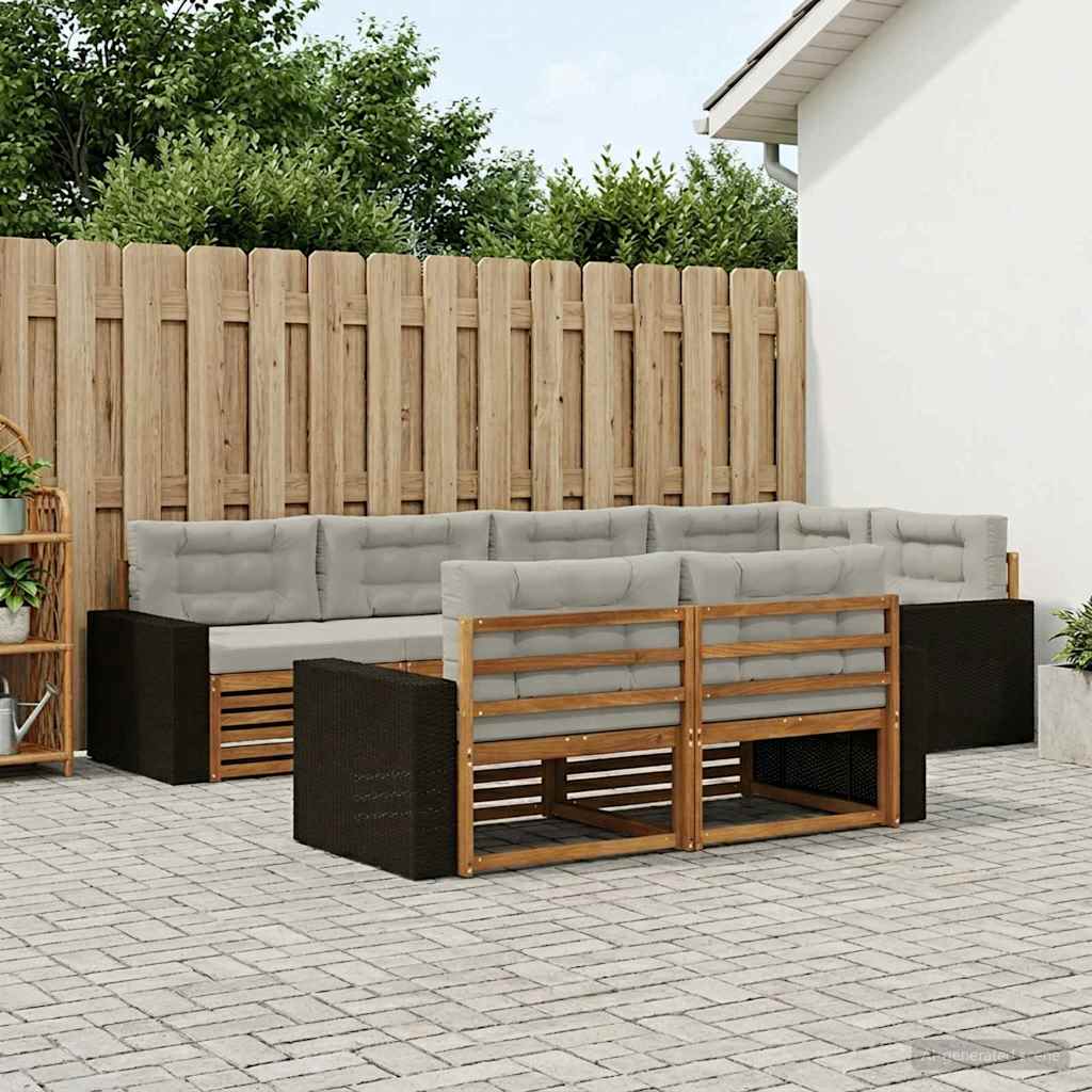 Buiten bankenset met kussen 7 pcs Naturel en lichtgrijs is nu te koop bij PeponiXL, paradijselijk wonen!
