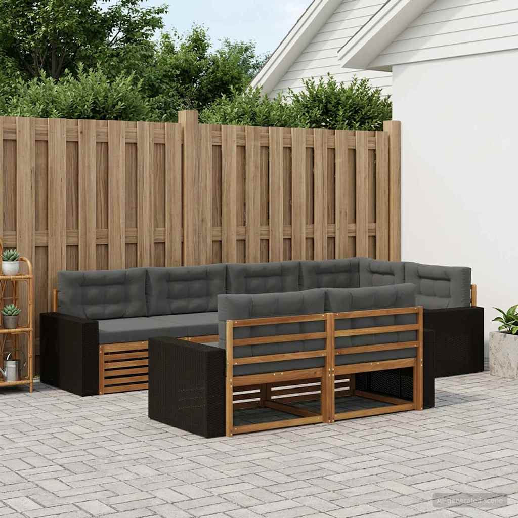 Buiten bankenset met kussen 7 pcs Natuurlijk en Antraciet is nu te koop bij PeponiXL, paradijselijk wonen!